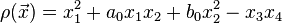 \rho(\vec x)=x^2_1+a_0x_1x_2+b_0x^2_2-x_3x_4