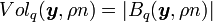  Vol_q(\boldsymbol{y}, \rho n) = |B_q(\boldsymbol{y}, \rho n)| 