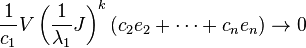 
\frac{1}{c_{1}} V \left( \frac{1}{\lambda_1} J \right)^{k} 
\left( c_{2}e_{2} +  \cdots + c_{n}e_{n} \right)
\rightarrow 0
