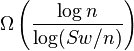 \Omega\left(\frac{\log n}{\log (S w/n)}\right)