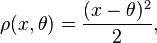 \rho(x, \theta)=\frac{(x - \theta)^2}{2},\,\!