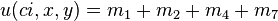 u(ci, x, y) = m_1 + m_2 + m_4 + m_7