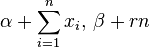 \alpha + \sum_{i=1}^n x_i,\, \beta + rn\!