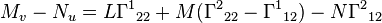 M_v-N_u=L\Gamma^1{}_{22} + M(\Gamma^2{}_{22}-\Gamma^1{}_{12}) - N\Gamma^2{}_{12}