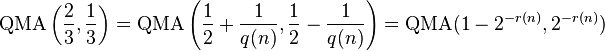 \mbox{QMA}\left(\frac{2}{3},\frac{1}{3}\right) =\mbox{QMA}\left(\frac{1}{2}+\frac{1}{q(n)},\frac{1}{2}-\frac{1}{q(n)}\right)=\mbox{QMA}(1-2^{-r(n)},2^{-r(n)})