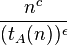 \frac{n^c}{(t_A(n))^{\epsilon}}