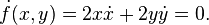  \dot{f}(x, y)=2x\dot{x} + 2y\dot{y} = 0.