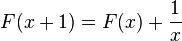 F(x + 1) = F(x) + \frac{1}{x}