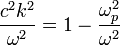 \frac{c^2k^2}{\omega^2}=1-\frac{\omega_p^2}{\omega^2}