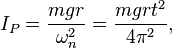  I_P = \frac{mgr}{\omega_n^2} = \frac{mgrt^2}{4\pi^2},