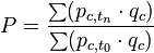 P=\frac{\sum (p_{c,t_n}\cdot q_c)}{\sum (p_{c,t_0}\cdot q_c)}