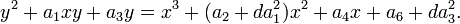 y^2 + a_1 x y +a_3 y = x^3 + (a_2 + d a_1^2) x^2 +a_4 x + a_6 + d a_3^2. \, 