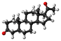 Ball-and-stick diagram of the same steroid