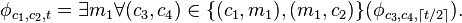 \phi_{c_1,c_2,t}=\exists m_1\forall (c_3,c_4)\in \{ (c_1,m_1),(m_1,c_2)\}(\phi_{c_3,c_4,\lceil t/2\rceil}).