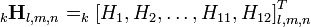 _k\mathbf{H}_{l,m,n}=_k\left[H_1,H_2,\ldots,H_{11},H_{12}\right]^T_{l,m,n}