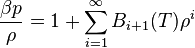 \frac{\beta p}{\rho}=1+\sum_{i=1}^{\infty}B_{i+1}(T)\rho^{i}