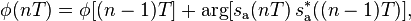 \phi(nT) = \phi[(n - 1)T] + \arg[s_\mathrm{a}(nT)\, s_\mathrm{a}^*((n-1)T)],