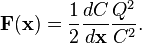  \mathbf{F}(\mathbf{x}) = \frac{1}{2} \frac{dC}{d\mathbf{x}} \frac{Q^2}{C^2}. 