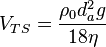 V_{TS} = \frac{\rho_0 d_a^2 g}{18 \eta}