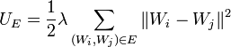 U_{E}=\frac{1}{2}\lambda \sum_{(W_i,W_j) \in E} \|W_i -W_j\|^2 