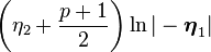  \left(\eta_2 + \frac{p + 1}{2}\right)\ln|-\boldsymbol\eta_1|