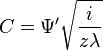 C = \Psi^\prime \sqrt{\frac{i}{z\lambda}}