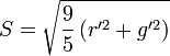 S = \sqrt{\frac{9}{5}\left( r'^2 + g'^2 \right)}