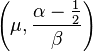 \left(\mu, \frac{\alpha - \frac12}{\beta}\right)