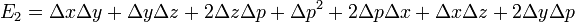 E_{2} = \Delta x \Delta y + \Delta y \Delta z + 2 \Delta z \Delta p + \Delta p^{2} + 2 \Delta p \Delta x + \Delta x \Delta z + 2 \Delta y \Delta p