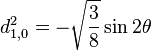 d_{1,0}^{2} = -\sqrt{\frac{3}{8}} \sin 2 \theta