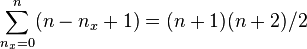 \sum_{n_x=0}^n (n-n_x+1)=(n+1)(n+2)/2