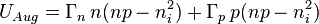 U_{Aug} = \Gamma_n \,n(np-n_i^2) + \Gamma_p \,p(np-n_i^2)