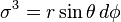  \sigma^3 = r \sin\theta \, d\phi