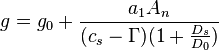 
g = g_0 + \frac{a_1 A_n}{(c_s - \Gamma)  (1 + \frac{D_s}{D_0})}
