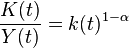  \frac{K(t)}{Y(t)} = k(t)^{1-\alpha} 