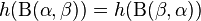 h(\Beta(\alpha, \beta) )= h(\Beta(\beta, \alpha) )