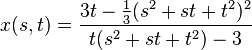  x(s,t) = {3 t - {1\over 3} (s^2 + s t + t^2)^2 \over t (s^2 + s t + t^2) - 3} 