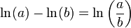 \ln(a) - \ln(b) = \ln\left(\frac{a}{b}\right)