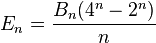 E_n=\frac{B_n(4^n-2^n)}{n}