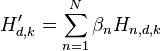  H'_{d,k} = \sum_{n=1}^N \beta_n H_{n,d,k} 