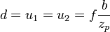  d=u_1=u_2=f\frac{b}{z_p} 