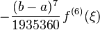 -\frac{(b-a)^7}{1935360}\,f^{(6)}(\xi)