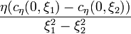 \frac{\eta(c_\eta(0,\xi_1)-c_\eta(0,\xi_2))}{\xi_1^2-\xi_2^2}