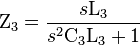  \mathrm{Z_3} = \frac{s\mathrm{L_3}} {s^2\mathrm{C_3}\mathrm{L_3} +  1}    