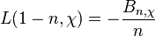 L(1-n, \chi) = -\frac{B_{n,\chi}}{n}