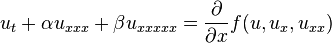 u_{t}+\alpha u_{xxx}+\beta u_{xxxxx} = \frac {\partial} {\partial x} f(u, u_{x}, u_{xx})