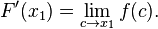 F'(x_1) = \lim_{c \to x_1} f(c).