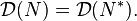 \qquad\mathcal{D}(N)=\mathcal{D}(N^*).