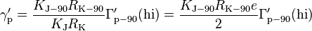 \gamma^{\prime}_{\rm p} = \frac{K_{\rm J-90} R_{\rm K-90}}{K_{\rm J} R_{\rm K}} \Gamma^{\prime}_{\rm p-90}({\rm hi}) = \frac{K_{\rm J-90} R_{\rm K-90} e}{2} \Gamma^{\prime}_{\rm p-90}({\rm hi})