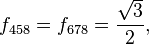 f_{458} = f_{678} = \frac{\sqrt{3}}{2}, \,